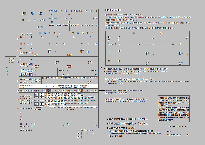婚姻届の書き方