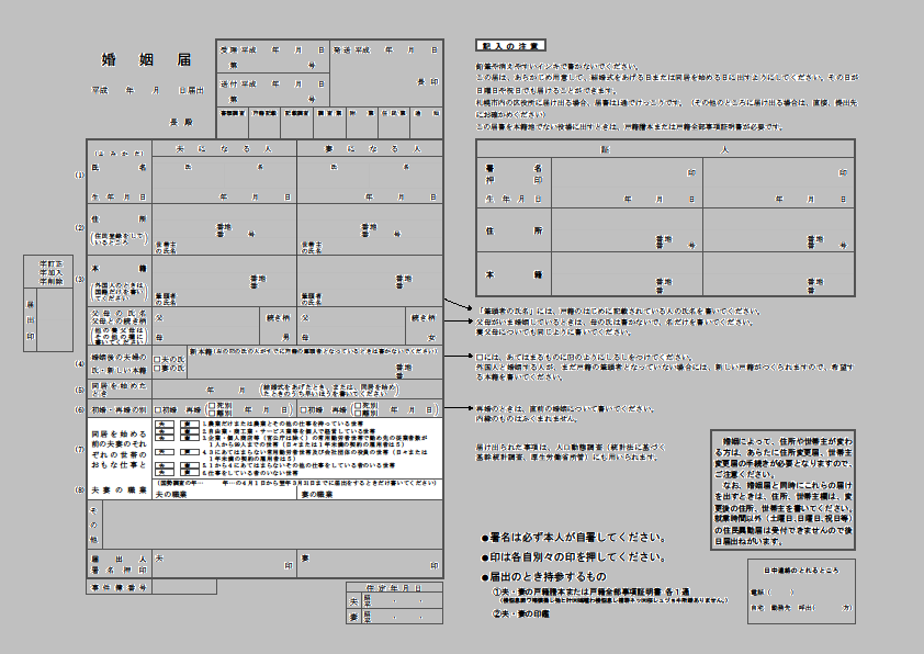 婚姻届の書き方