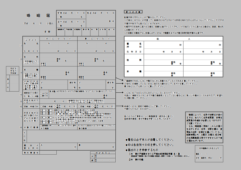 婚姻届の書き方